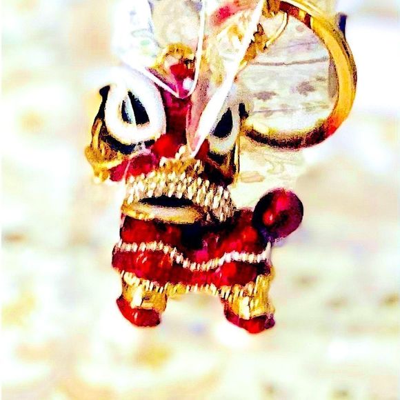 Red Crystal Handbag Purse Charm Keychain Chinese Zodiac Unicorn Dragon NEW - Picture 4 of 5